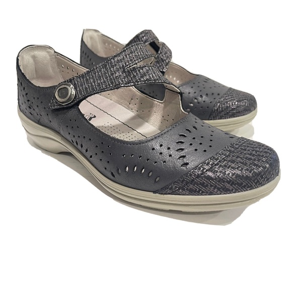 ROMIKA Women's Cassie 55 Charcoal Black Leather Mary Jane Casual Shoes EUC - Picture 1 of 12